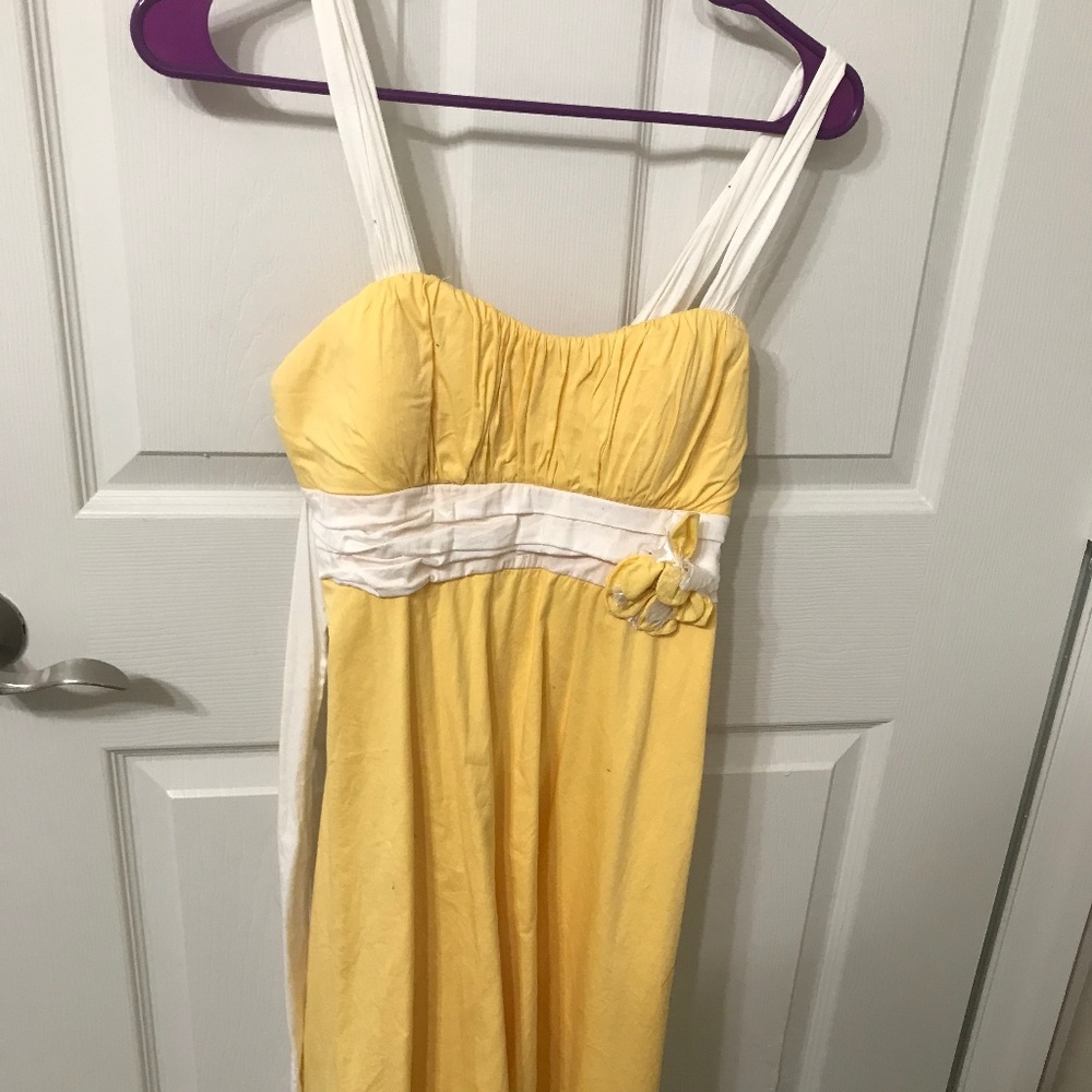 Yellow Dress with White Straps/Sash